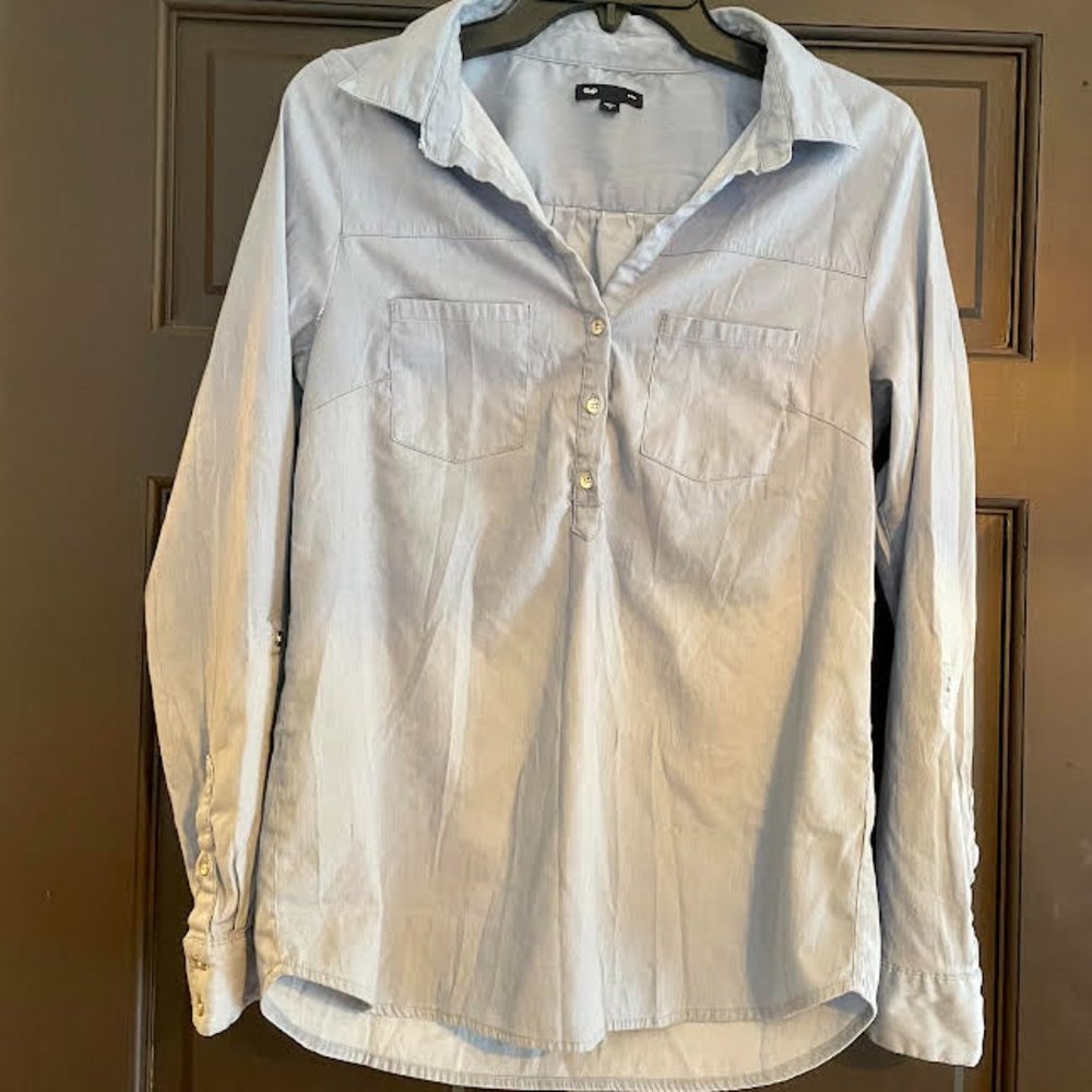 Gap Light Blue 3 Button Blouse: Size S